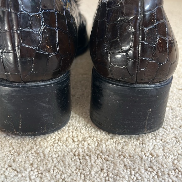 Stuart Whitman brown croc loafers slip ons w tassel - Picture 4 of 5